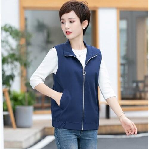 2021 New Women Vests Autumn Korean Plus size Sleeveless Jackets Ladies Fashion Zipper Casual Waistcoat Female XL-5XL
