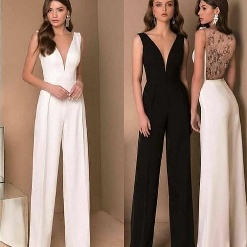 Solid Womens Jumpsuit BacklessOff Shoulder High Waisted Straight Pants Sexy SleevelessTrouser Suit playsuit Office Lady 2021