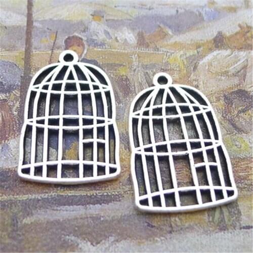 BULK 30 Alloy Antique Silver Plated Bird Cage Charms Jewelry Making Findings 17*26mm