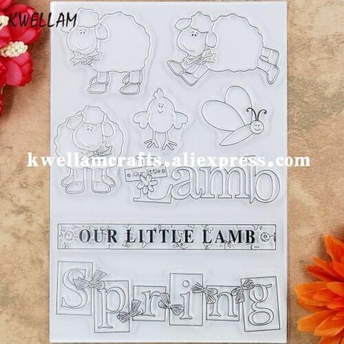 Sheep Bee Spring Our Little Lamb Scrapbook photo cards rubber stamp clear stamp transparent stamp 11x16cm 9052210