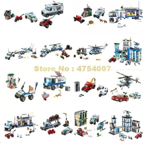 Police Station Car Motorcycle Speedboat Helicopter Trailer Transport Bulldozer Mobile Command Vehicle Toy