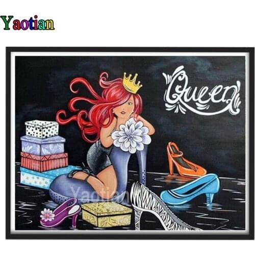 Full Diamond Embroidery Fashion cartoon fat lady high heels 5D Diy Diamond Painting Cross Stitch Square/Round Diamond Mosaic