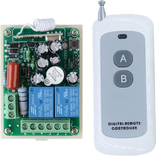 AC 220V 1000W 2 Channels Relay 2-buttons Transmitter RF Smart Wireless Remote Control Switch 433Mhz For Light Motor