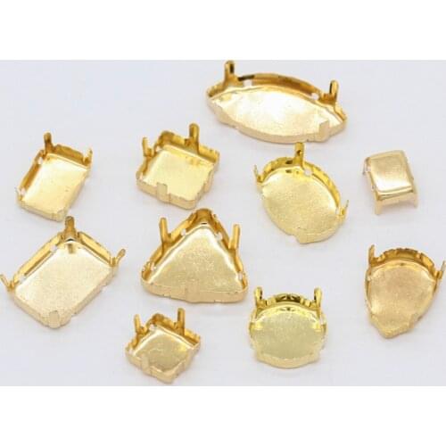 30p All shape&size Empty Base Setting Gold plated Blank Claw For Holder jewels stones Stitch On Sew On Crystal Glass Rhinestones