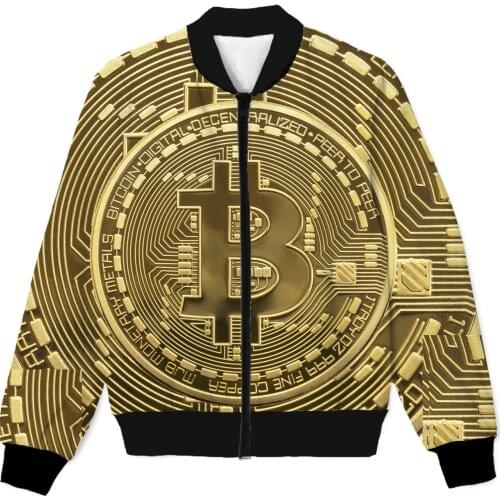 REAL American SIZE coin Crypto Currency 3D Sublimation print boomer Zipper Up Jacket plus size 4XL 5XL 6XL