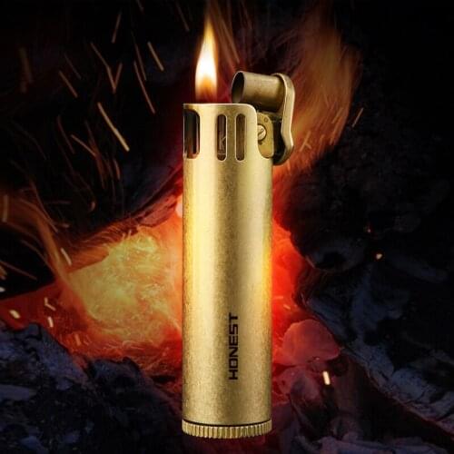 Retro Flame Metal Kerosene Oil Lighter Grinding Wheel Cylindrical Fire Refillable Cigarette Cigar Gasoline Lighters Gadget