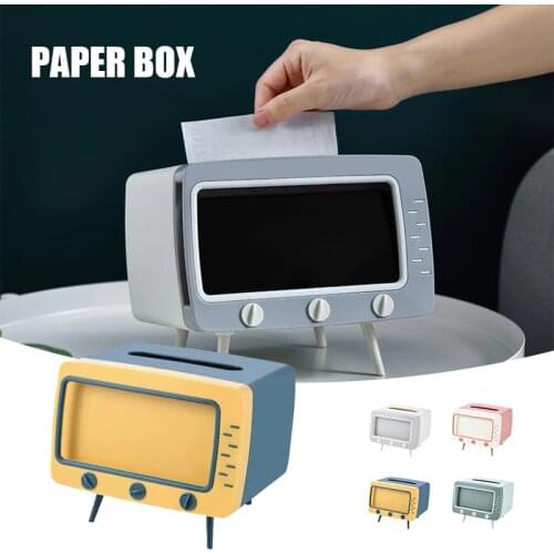 Retro Tv Tissue Box Tv Shaped Cell Phone Holder Dispenser Storage Box Multi Storage Container Napkin Case Organizer Салфетница