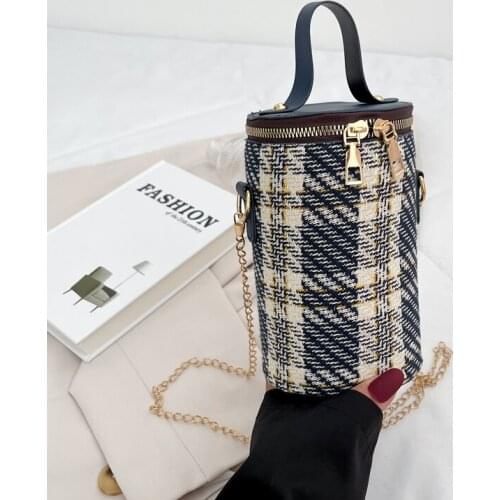 Bucket Bag Luxury Handbag Women Canvas Bag 2021 New Soft Leather Top-Handle Tote Female Chain Shoulder Crossbody Bag Mini Purse