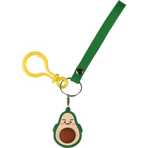 Creative cute avocado keychain cartoon Epoxy fruit pvc doll bag pendant car key ring accessories gifts