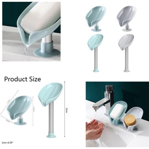 Leaf Shape Soap Rack Suction Cup Soap Dish Bathroom Dishcloth Storage Shelf No Drilling Drain Soap Box Kitchen Sponge Rack