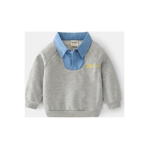 2021 Korean Boys Fake Two Sweatshirt Fashion Pullover Casual Boys Sweatshirt Kids Long Sleeve Patchwork T Shirt Pullovers Tops