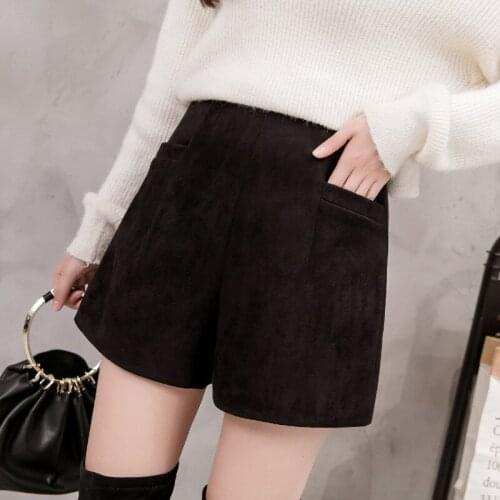 S-3xl High Waist Shorts For Women 2020 Autumn Winter Suede Velvet Booty Shorts Women Plus Size Black Sweat Shorts Women Mujer