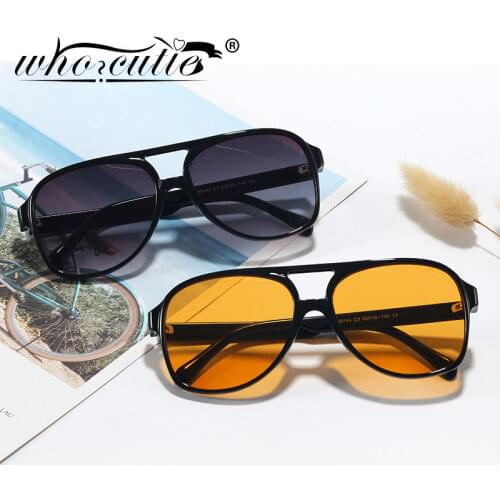 WHO CUTIE Oversized Aviation Sunglasses Women Brand Design Fashion Trendy Pilot Plastic Sun Glasses Shades Lunette Vintage S485