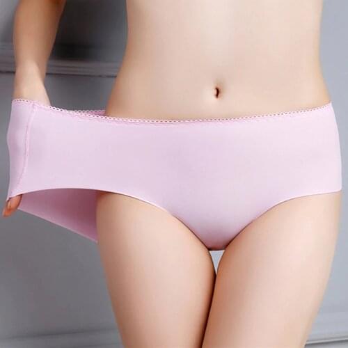 4XL Ice Silk Women fashion Sexy Panties Seamless Underwear Briefs lingerie plus size S M L XL XXL XXXL