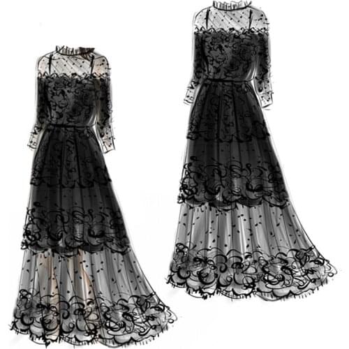 Autumn Dress Women Long Sleeve Lace Dress Big Size L-4XL Dress Elegant Lady Long Party Dressess Vestidos платье Bottomings 1103