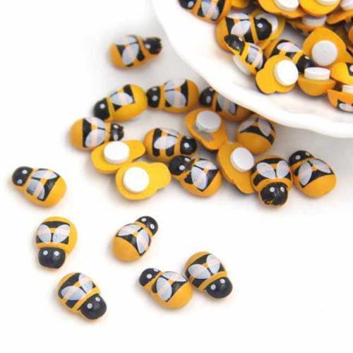 100pcs 13mm 3D Wooden Animal Mini Bee Stickers Fridge 3D Adhesive Art Wall Sticker Room Decoration