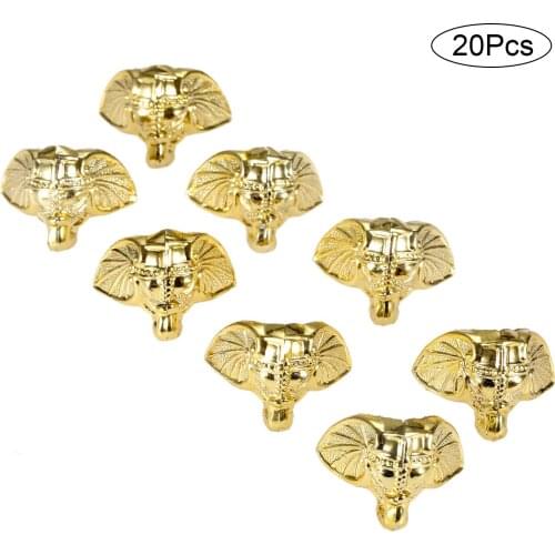 20pcs/lot Plastic Elephant Shape Corners Gold Feet Jewelry Wood Box Decor Animal Leg Edge Cover Protector Retro w/screw 28*23mm
