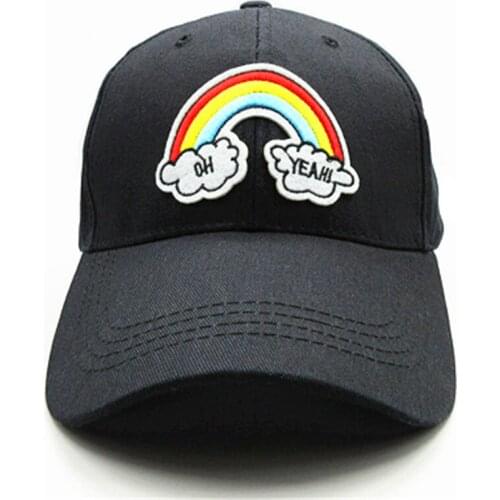 2021 Cartoon Rainbow Embroidery Cotton Baseball Cap Hip-hop Adjustable Snapback Hats for Men and Women 16