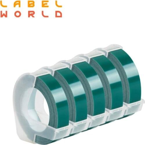 3D embossing manual label tape Compatible for Dymo 3D 9mm embossing tapes for dymo 1610 12965 1880 MOTEX E101 lake green 5 pack