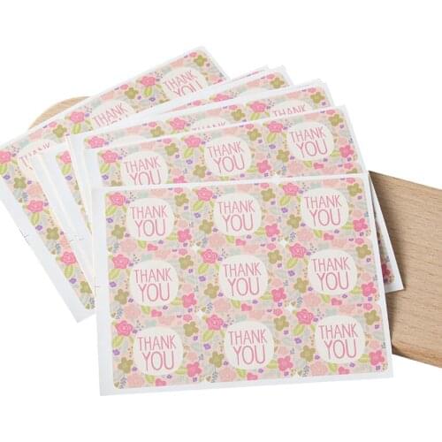 90pcs/pack Kawaii Pink Flower Thank You Sealing Sticker Kraft Paper Baking Packaging Biscuit Bag Decoration Label Sticker