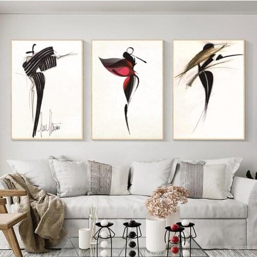Abstract Dancing Girls Canvas Painting on The Wall Posters and Prints Fashion Wall Art Pictures for Living Room Cuadro Decor