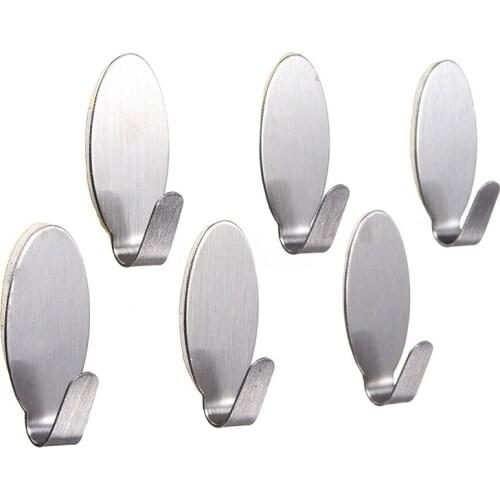 Promotion! 12pcs stainless steel Adhesive Kitchen Bathroom Wall Door Hook New