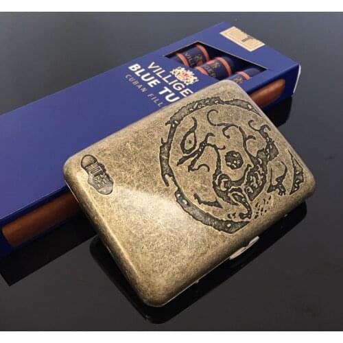 Bronze Vintage Metal Brass Cigarette Case Container 16 Pcs Regular Size Cigarettes Tobacco Holder Pocket Box Storage portable