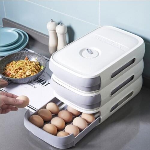 Household Eggs Holder Food Storage Egg Box Drawer Type Egg Storage Box Refrigerator Storage Box Fresh Keeping Box Dumpling Box