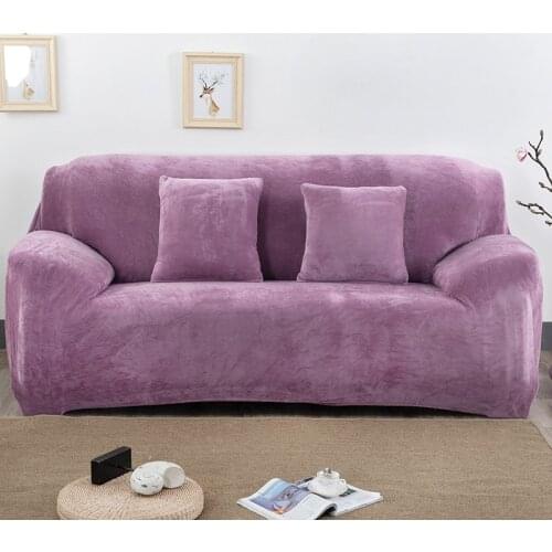 Thicken Plush Elastic Sofa Covers for Living Room Sectional Corner Furniture Slipcover Couch Cover 1/2/3/4 Seater Solid Color