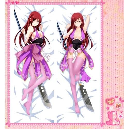 Anime Cartoon Fairy Tail Double Bolster Hugging Pillow Case Cover Pillowcase Peach Skin 2 Way / WT No.69016