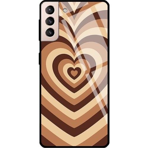 Latte Love Coffee Heart Tempered Glass Case For Samsung Galaxy S21 Ultra Note 20 S8 S9 S10 Note 10 Plus S20 FE