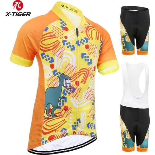 X-TIGER Kids Unisex Cycling Set Quick-Dry Kids Cycling Kit Breathable Bicycle Cycling Jerseys Boy Girl Bicycle Racing Sportswear
