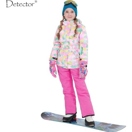 Detector Girls Ski Set Outdoor Waterproof Windproof Winter Ski Jacket Children Warm Skiing Suit