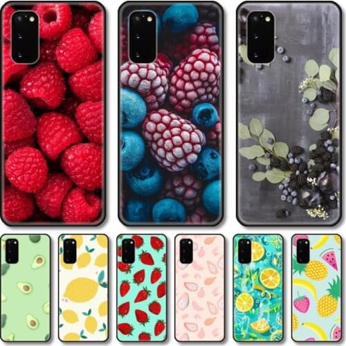Fruit Phone Case For Samsung Galaxy Note S21 20 10 9 E Lite UW Ultra 5G PRO Black Shell Cover