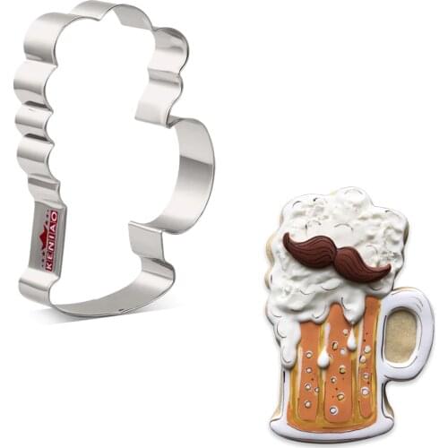 KENIAO Oktoberfest Beer Cookie Cutter - by Janka J. Cookies - 12.1 x 8.1 cm - Biscuit Fondant Bread Cutters - Stainless Steel