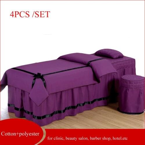 4pcs/set High Quality Beauty Salon Bedding Set Bed Linens Sheets Bedspread Fumigation Massage Spa Pillowcase Duvet Cover Sets