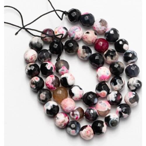 Rose Red Black Fire Agates Faceted Natural Stone Beads Loose Beads for Jewelry Making 4 6 8 10 12mm Necklace Bracelet DIY
