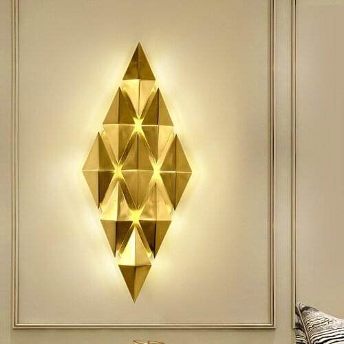 Creative Foyer Gold Led Wall Lamps Light Bedroom Bedside Aisle Wall Sconce Surface Mount Nordic Loft Wall Decoration 110V/220V