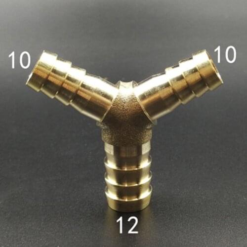 Brass Hose Barb Reducer Fitting Y Shaped 3 Way Splitter 12-10-10mm Water Gas