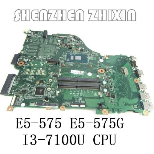 Yourui For Acer Aspire E5-575 E5-575G Laptop Motherboard With i3-7100U CPU REV:E DDR4 MainBoard DAZAAMB16E0 100% Tested