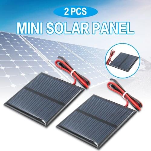 2pcs Small Mini Portable Polycrystalline Solar Panel Power Module 5.5V 80mA With Overcharge Reverse Polarity Protection