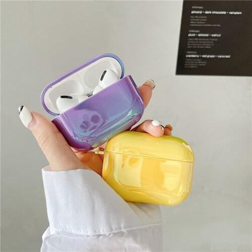 Fashion Gradient Color Earphone Case For Airpods Pro 3 Laser Yellow Purple Color Soft TPU Headphone Cover for Airpods 3 Coque