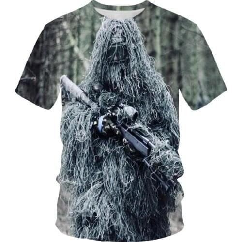 Mens Womens Fashion Fun T-shirt Camouflage Short Sleeve Streetwear Casual Animal Hunting Wild Boar Antelope Soldier shirt 2021