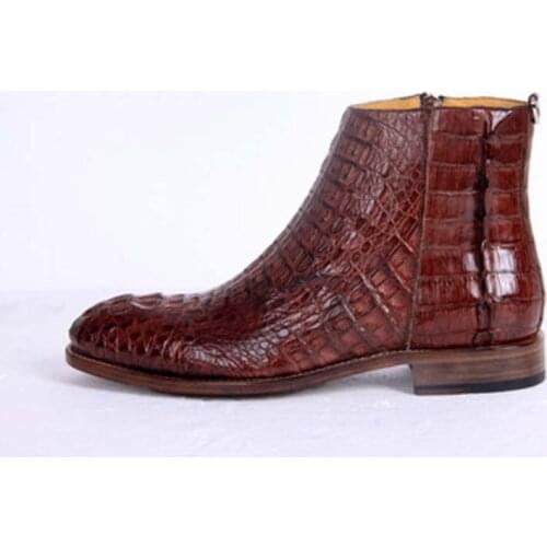 Hubu new Pure manual winter crocodile shoes leather boots men boots real Leather soles Men boots crocodile boots