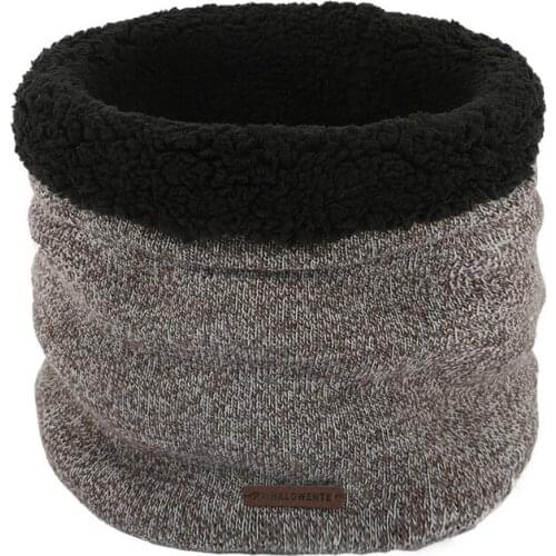 New Men Winter Scarf Knit Winter Warm Ring Scarf For Thick Plus Velvet Solid Scarf Clothing Accessories