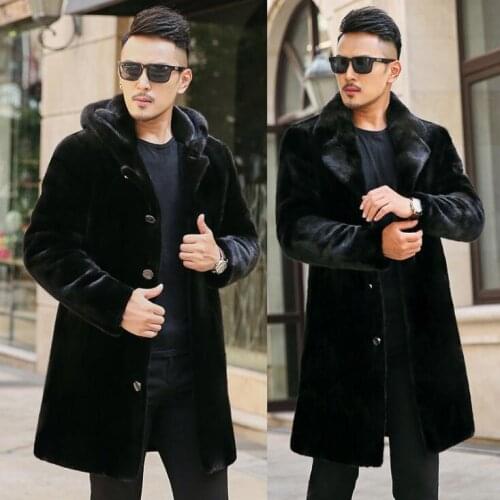 Hooded autumn faux mink leather jacket mens winter thicken warm fur leather coat men slim jackets fashion black plus size 6XL
