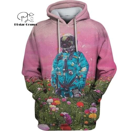 PLstar Cosmos Astronaut In Flower 3d hoodies/Sweatshirt Winter autumn funny Harajuku Long Christmas Halloween streetwear