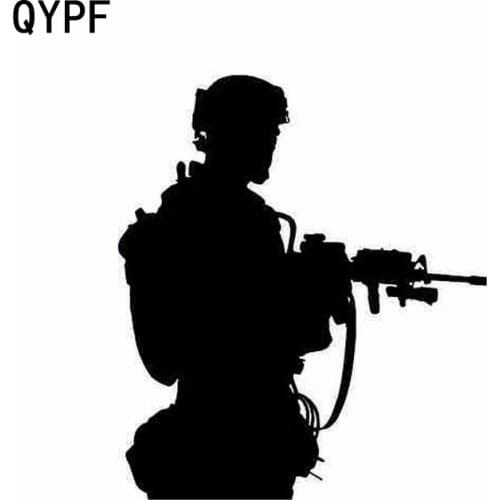 QYPF 14cm*16cm Car Styling Army Shooting Vinyl Stylish Car Stickers Black Silver S2-0124