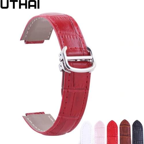 UTHAI P05 14-9mm,18-11mm,20-12mm Genuine Leather Watchbands 20mm Watch Strap For Cartier Blue Balloon watch Leather Strap