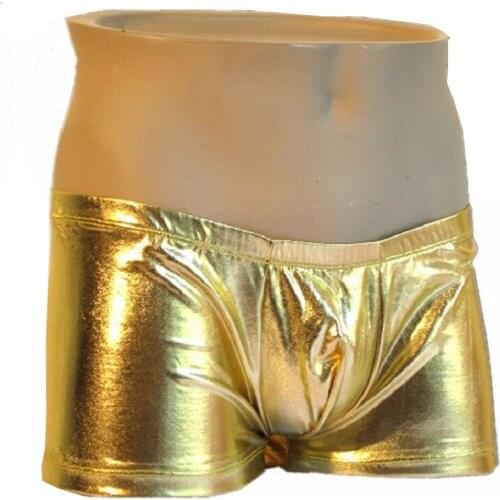 Sexy Male faux leather Boxer underwear trunk mens low-waist sexy panties cool short